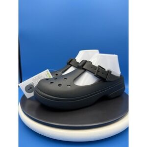 Crocs Classic Mary Jane Clog Womens Size 7 Shoes Black Buckle Comfort Sandals
